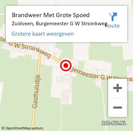 Locatie op kaart van de 112 melding: Brandweer Met Grote Spoed Naar Zuidveen, Burgemeester G W Stroinkweg op 6 februari 2016 23:17