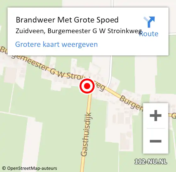 Locatie op kaart van de 112 melding: Brandweer Met Grote Spoed Naar Zuidveen, Burgemeester G W Stroinkweg op 6 februari 2016 23:21