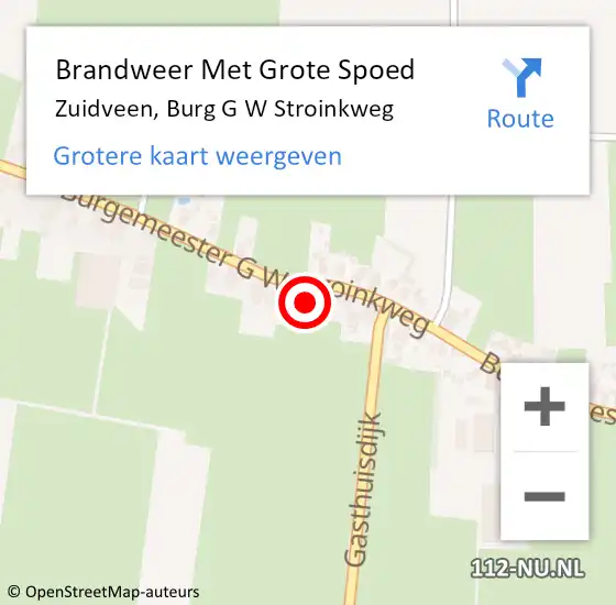 Locatie op kaart van de 112 melding: Brandweer Met Grote Spoed Naar Zuidveen, Burg G W Stroinkweg op 6 februari 2016 23:34