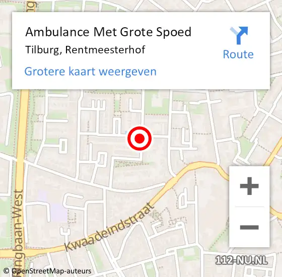 Locatie op kaart van de 112 melding: Ambulance Met Grote Spoed Naar Tilburg, Rentmeesterhof op 6 februari 2016 23:36