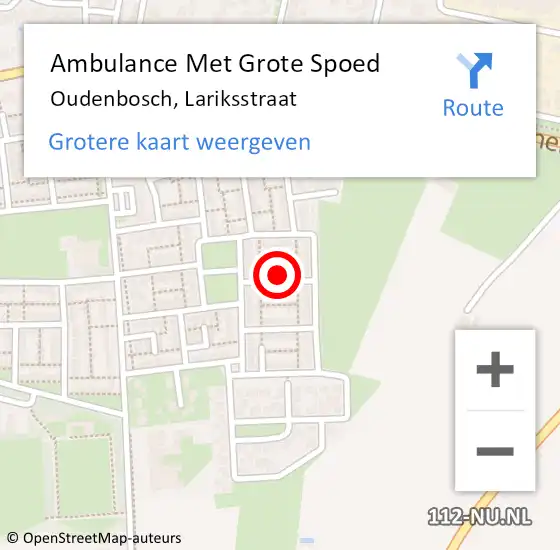 Locatie op kaart van de 112 melding: Ambulance Met Grote Spoed Naar Oudenbosch, Lariksstraat op 6 februari 2016 23:41