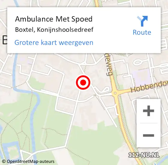 Locatie op kaart van de 112 melding: Ambulance Met Spoed Naar Boxtel, Konijnshoolsedreef op 6 februari 2016 23:57