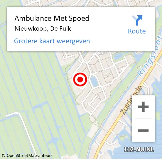 Locatie op kaart van de 112 melding: Ambulance Met Spoed Naar Nieuwkoop, De Fuik op 7 februari 2016 00:24