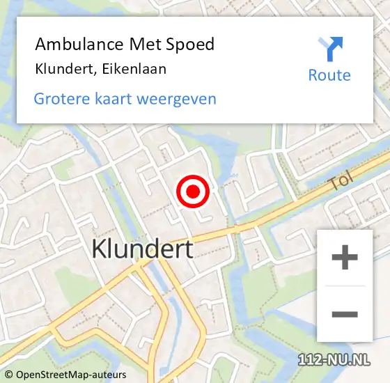 Locatie op kaart van de 112 melding: Ambulance Met Spoed Naar Klundert, Eikenlaan op 7 februari 2016 00:28