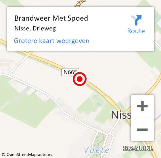 Locatie op kaart van de 112 melding: Brandweer Met Spoed Naar Nisse, Drieweg op 5 december 2013 14:45