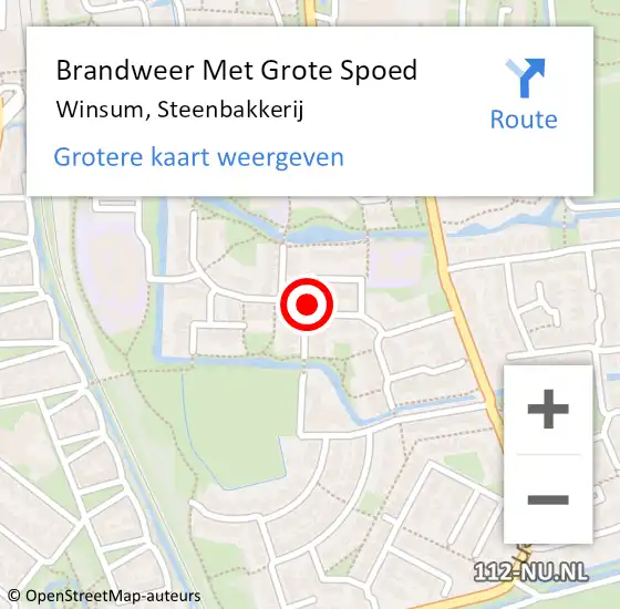 Locatie op kaart van de 112 melding: Brandweer Met Grote Spoed Naar Winsum, Steenbakkerij op 7 februari 2016 00:47