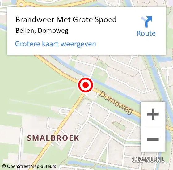 Locatie op kaart van de 112 melding: Brandweer Met Grote Spoed Naar Beilen, Domoweg op 7 februari 2016 01:23