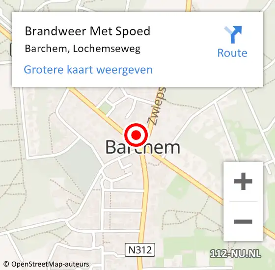 Locatie op kaart van de 112 melding: Brandweer Met Spoed Naar Barchem, Lochemseweg op 7 februari 2016 07:25