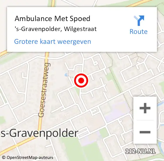 Locatie op kaart van de 112 melding: Ambulance Met Spoed Naar 's-Gravenpolder, Wilgestraat op 5 december 2013 15:00