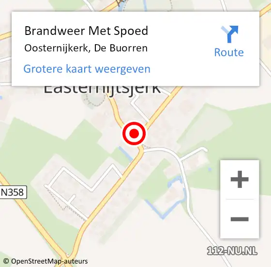 Locatie op kaart van de 112 melding: Brandweer Met Spoed Naar Oosternijkerk, De Buorren op 5 december 2013 15:01