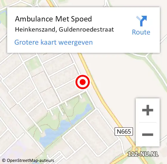 Locatie op kaart van de 112 melding: Ambulance Met Spoed Naar Heinkenszand, Guldenroedestraat op 7 februari 2016 08:45