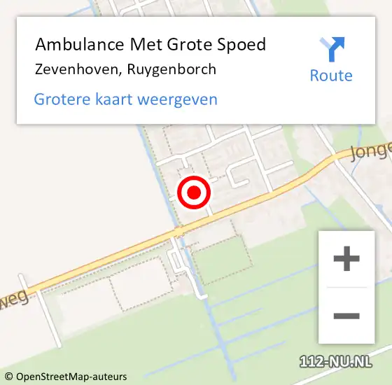 Locatie op kaart van de 112 melding: Ambulance Met Grote Spoed Naar Zevenhoven, Ruygenborch op 7 februari 2016 08:58