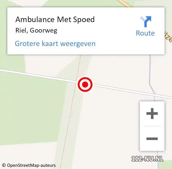 Locatie op kaart van de 112 melding: Ambulance Met Spoed Naar Riel, Goorweg op 7 februari 2016 09:39