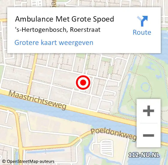 Locatie op kaart van de 112 melding: Ambulance Met Grote Spoed Naar 's-Hertogenbosch, Roerstraat op 7 februari 2016 10:14