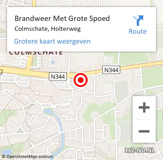 Locatie op kaart van de 112 melding: Brandweer Met Grote Spoed Naar Colmschate, Holterweg op 7 februari 2016 10:18