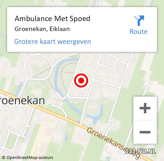 Locatie op kaart van de 112 melding: Ambulance Met Spoed Naar Groenekan, Eiklaan op 7 februari 2016 10:29