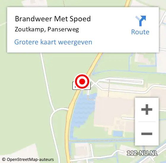 Locatie op kaart van de 112 melding: Brandweer Met Spoed Naar Zoutkamp, Panserweg op 5 december 2013 15:07