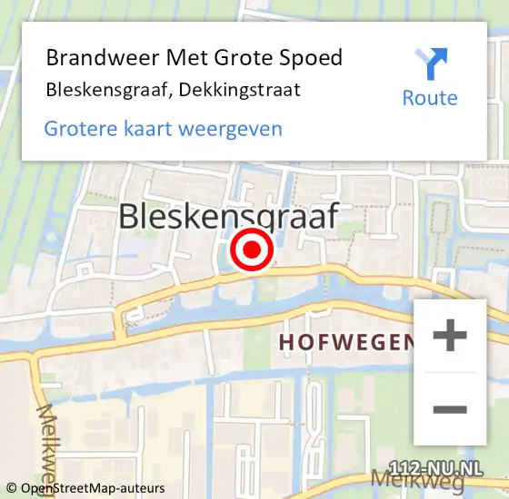 Locatie op kaart van de 112 melding: Brandweer Met Grote Spoed Naar Bleskensgraaf, Dekkingstraat op 7 februari 2016 11:36