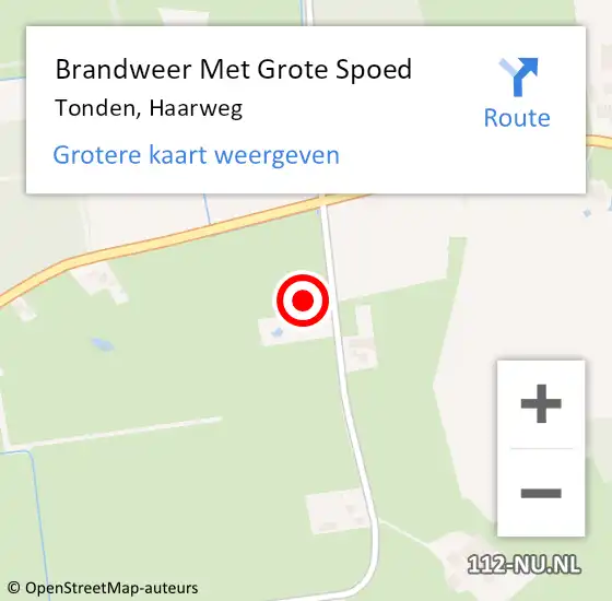 Locatie op kaart van de 112 melding: Brandweer Met Grote Spoed Naar Tonden, Haarweg op 7 februari 2016 12:01