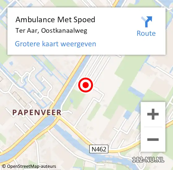 Locatie op kaart van de 112 melding: Ambulance Met Spoed Naar Ter Aar, Oostkanaalweg op 7 februari 2016 12:10