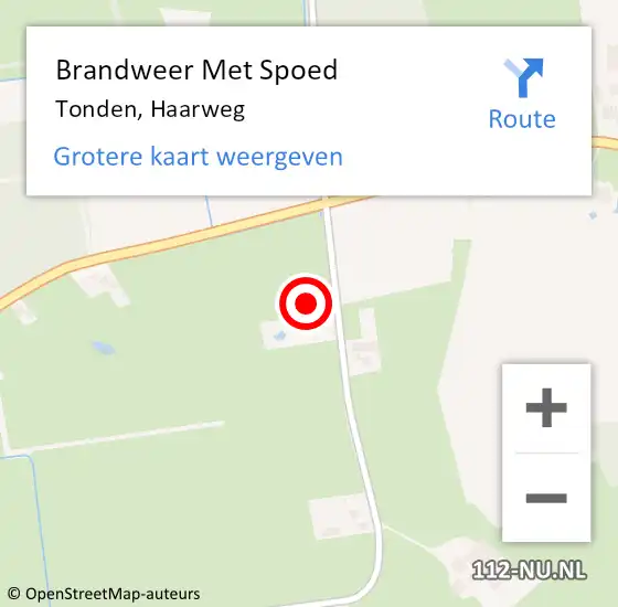 Locatie op kaart van de 112 melding: Brandweer Met Spoed Naar Tonden, Haarweg op 7 februari 2016 12:13