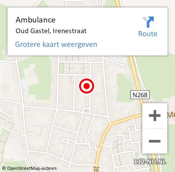 Locatie op kaart van de 112 melding: Ambulance Oud Gastel, Irenestraat op 7 februari 2016 12:31