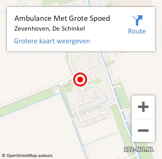 Locatie op kaart van de 112 melding: Ambulance Met Grote Spoed Naar Zevenhoven, De Schinkel op 7 februari 2016 13:23