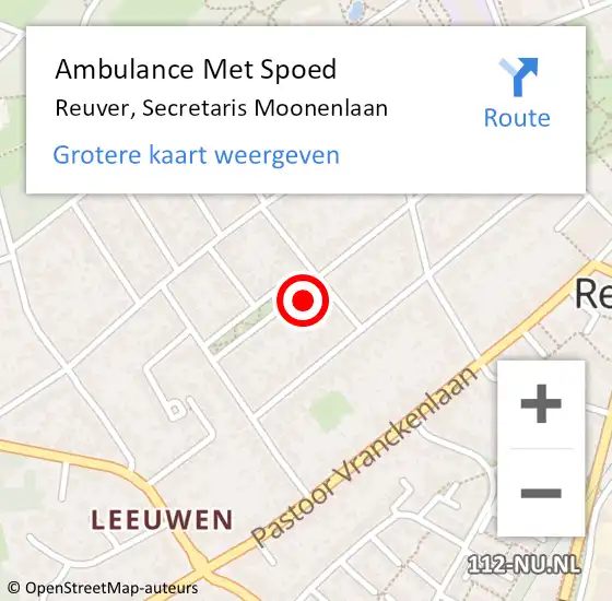 Locatie op kaart van de 112 melding: Ambulance Met Spoed Naar Reuver, Secretaris Moonenlaan op 7 februari 2016 14:23