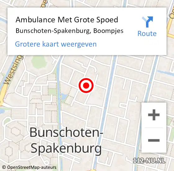 Locatie op kaart van de 112 melding: Ambulance Met Grote Spoed Naar Bunschoten-Spakenburg, Boompjes op 7 februari 2016 15:10