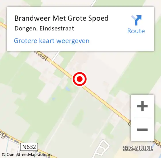 Locatie op kaart van de 112 melding: Brandweer Met Grote Spoed Naar Dongen, Eindsestraat op 7 februari 2016 16:31