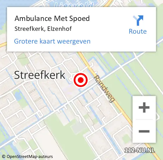 Locatie op kaart van de 112 melding: Ambulance Met Spoed Naar Streefkerk, Elzenhof op 7 februari 2016 17:32