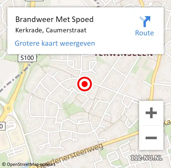 Locatie op kaart van de 112 melding: Brandweer Met Spoed Naar Kerkrade, Caumerstraat op 7 februari 2016 18:30