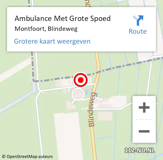 Locatie op kaart van de 112 melding: Ambulance Met Grote Spoed Naar Montfoort, Blindeweg op 7 februari 2016 19:35