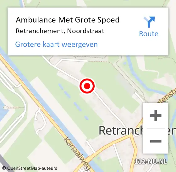 Locatie op kaart van de 112 melding: Ambulance Met Grote Spoed Naar Retranchement, Noordstraat op 7 februari 2016 19:42