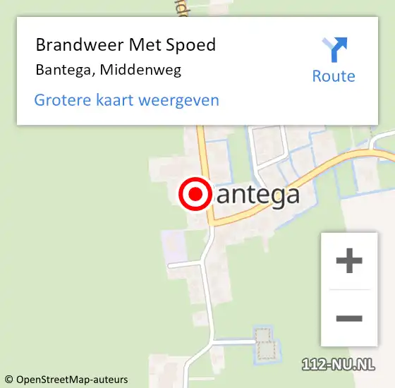 Locatie op kaart van de 112 melding: Brandweer Met Spoed Naar Bantega, Middenweg op 5 december 2013 15:37