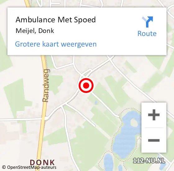 Locatie op kaart van de 112 melding: Ambulance Met Spoed Naar Meijel, Donk op 7 februari 2016 20:06