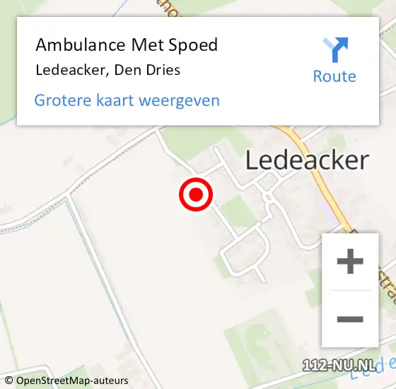 Locatie op kaart van de 112 melding: Ambulance Met Spoed Naar Ledeacker, Den Dries op 7 februari 2016 20:22