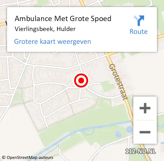 Locatie op kaart van de 112 melding: Ambulance Met Grote Spoed Naar Vierlingsbeek, Hulder op 7 februari 2016 21:31