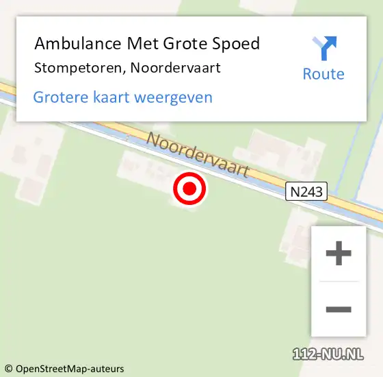 Locatie op kaart van de 112 melding: Ambulance Met Grote Spoed Naar Stompetoren, Noordervaart op 7 februari 2016 21:34