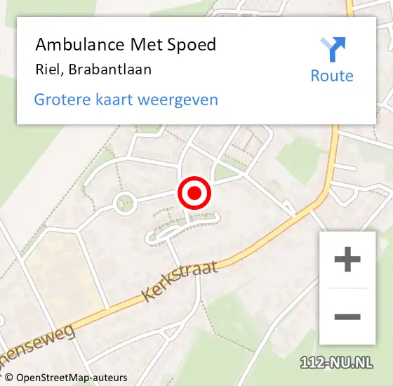 Locatie op kaart van de 112 melding: Ambulance Met Spoed Naar Riel, Brabantlaan op 7 februari 2016 21:41