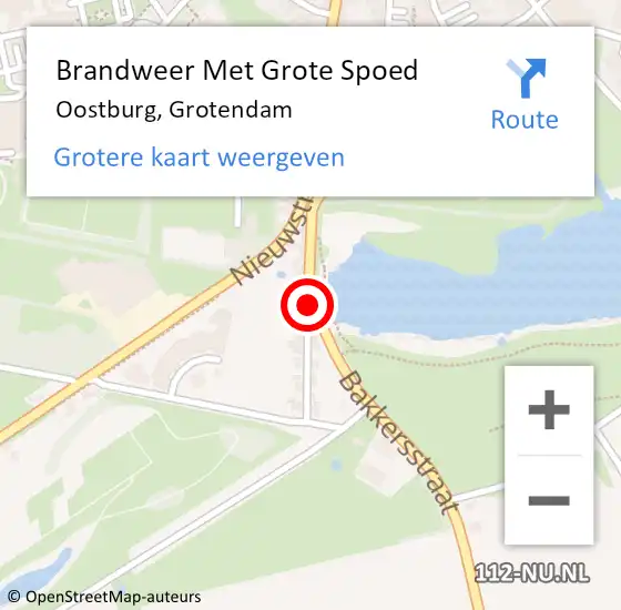 Locatie op kaart van de 112 melding: Brandweer Met Grote Spoed Naar Oostburg, Grotendam op 7 februari 2016 21:45