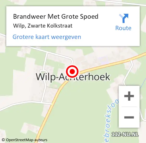 Locatie op kaart van de 112 melding: Brandweer Met Grote Spoed Naar Wilp, Zwarte Kolkstraat op 7 februari 2016 22:28