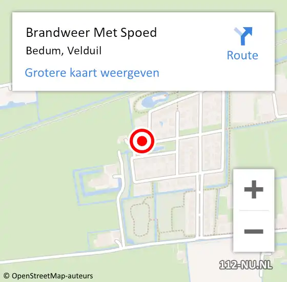 Locatie op kaart van de 112 melding: Brandweer Met Spoed Naar Bedum, Velduil op 5 december 2013 15:50