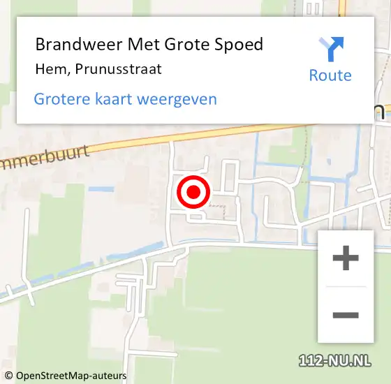 Locatie op kaart van de 112 melding: Brandweer Met Grote Spoed Naar Hem, Prunusstraat op 8 februari 2016 01:00