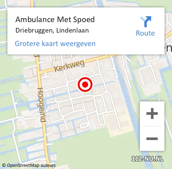 Locatie op kaart van de 112 melding: Ambulance Met Spoed Naar Driebruggen, Lindenlaan op 8 februari 2016 01:13