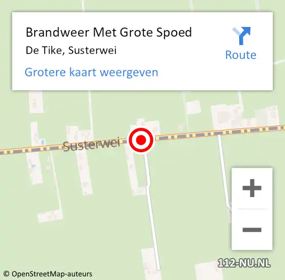 Locatie op kaart van de 112 melding: Brandweer Met Grote Spoed Naar De Tike, Susterwei op 5 december 2013 15:56