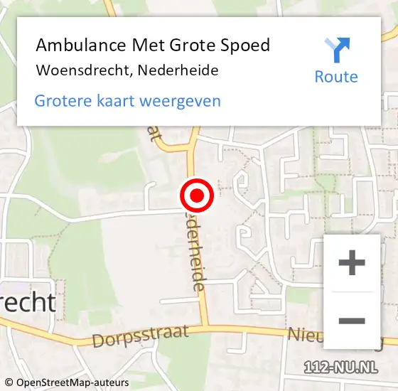 Locatie op kaart van de 112 melding: Ambulance Met Grote Spoed Naar Woensdrecht, Nederheide op 8 februari 2016 04:50