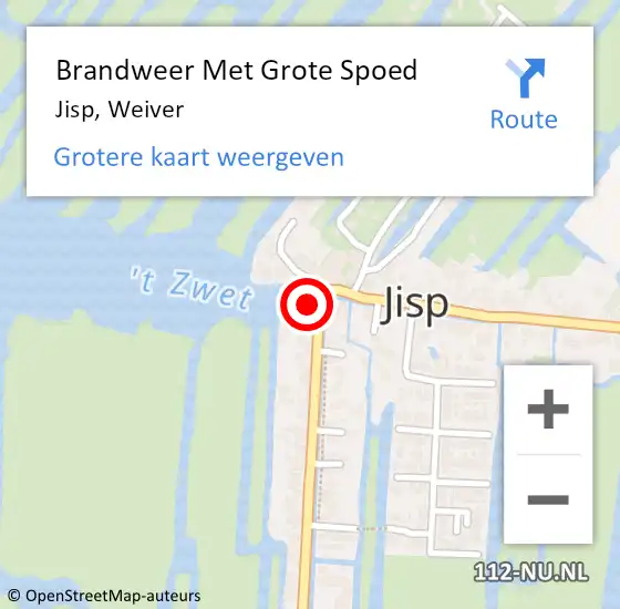 Locatie op kaart van de 112 melding: Brandweer Met Grote Spoed Naar Jisp, Weiver op 5 december 2013 16:00