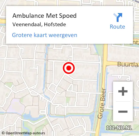 Locatie op kaart van de 112 melding: Ambulance Met Spoed Naar Veenendaal, Hofstede op 8 februari 2016 08:00