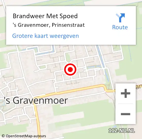 Locatie op kaart van de 112 melding: Brandweer Met Spoed Naar 's Gravenmoer, Prinsenstraat op 5 december 2013 16:03